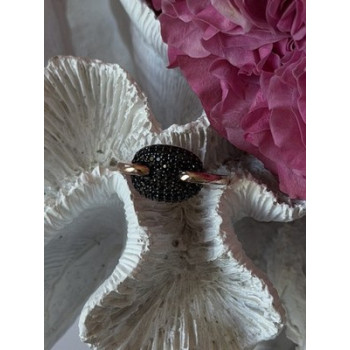 925 Sterling Silver Gold Plated Black Spinel Ring Size 9