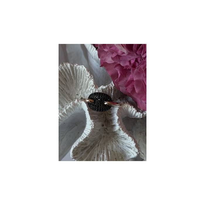 925 Sterling Silver Gold Plated Black Spinel Ring Size 9