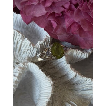 925 Sterling Silver Peridot & Tanzanite Ring Size 7