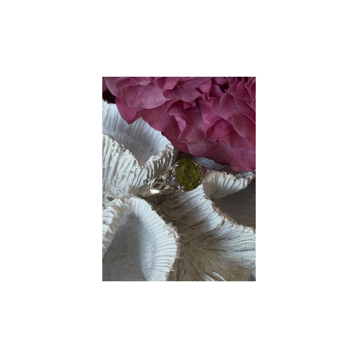 925 Sterling Silver Peridot & Tanzanite Ring Size 7