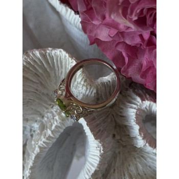 925 Sterling Silver Peridot & Tanzanite Ring Size 7