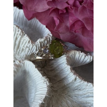 925 Sterling Silver Peridot & Tanzanite Ring Size 7