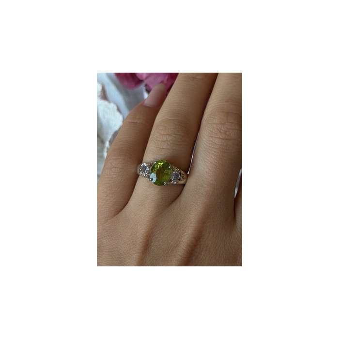 925 Sterling Silver Peridot & Tanzanite Ring Size 7