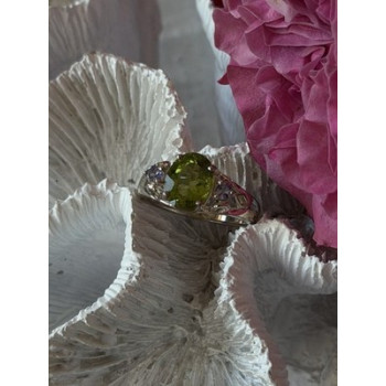 925 Sterling Silver Peridot & Tanzanite Ring Size 7