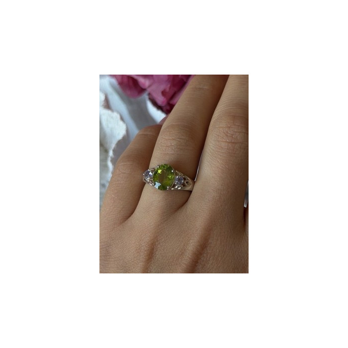 925 Sterling Silver Peridot & Tanzanite Ring Size 7