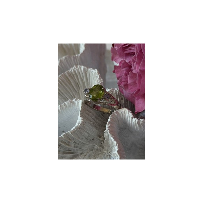 925 Sterling Silver Peridot & Tanzanite Ring Size 7