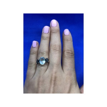 925 Sterling Silver Topaz & Black Spinel Ring  Size 6.5