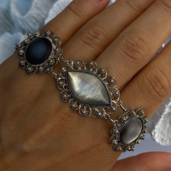 Vintage Beautiful 925 Sterling Silver Abalone Bracelet Length 7