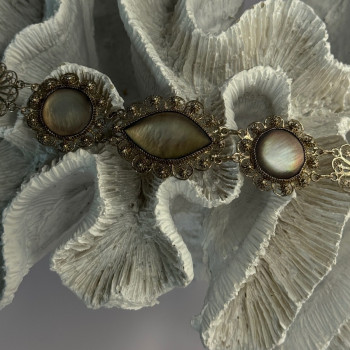 Vintage Beautiful 925 Sterling Silver Abalone Bracelet Length 7