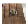 925 Sterling Silver Citrine & CZ Ring Size 7.5