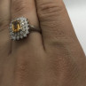 925 Sterling Silver Citrine & CZ Ring Size 7.5