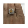 925 Sterling Silver Citrine & CZ Ring Size 7.5