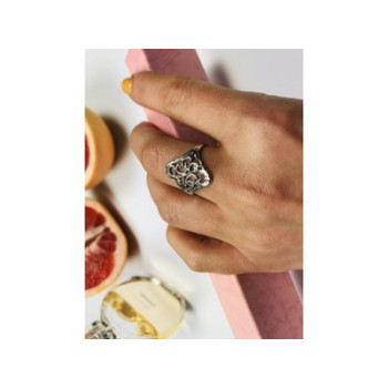 925 Sterling Silver Openwork Ring Size 8