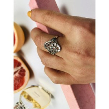 925 Sterling Silver Openwork Ring Size 8