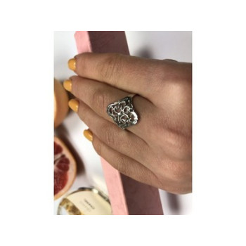 925 Sterling Silver Openwork Ring Size 8