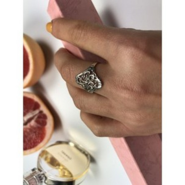 925 Sterling Silver Openwork Ring Size 8
