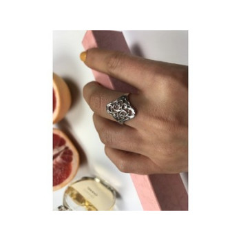 925 Sterling Silver Openwork Ring Size 8