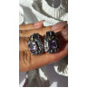 925 Sterling Silver Amethyst & Amber Clip Earrings