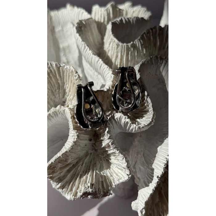 925 Sterling Silver Amethyst & Amber Clip Earrings