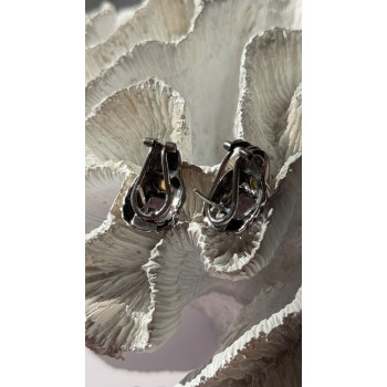 925 Sterling Silver Amethyst & Amber Clip Earrings