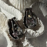 925 Sterling Silver Amethyst & Amber Clip Earrings