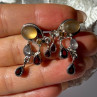 Vintage 925 Sterling Silver Multi Color Gemstones Earrings