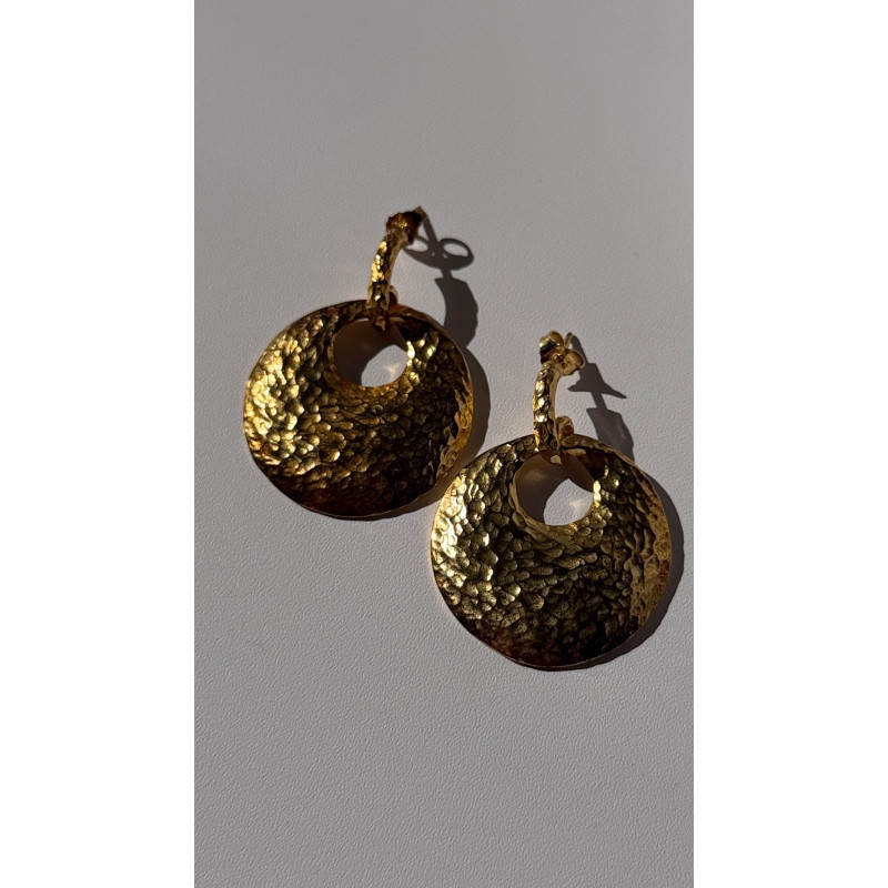 Italy 925 Sterling Silver Gold Plated Earrings Length 1.50 inch