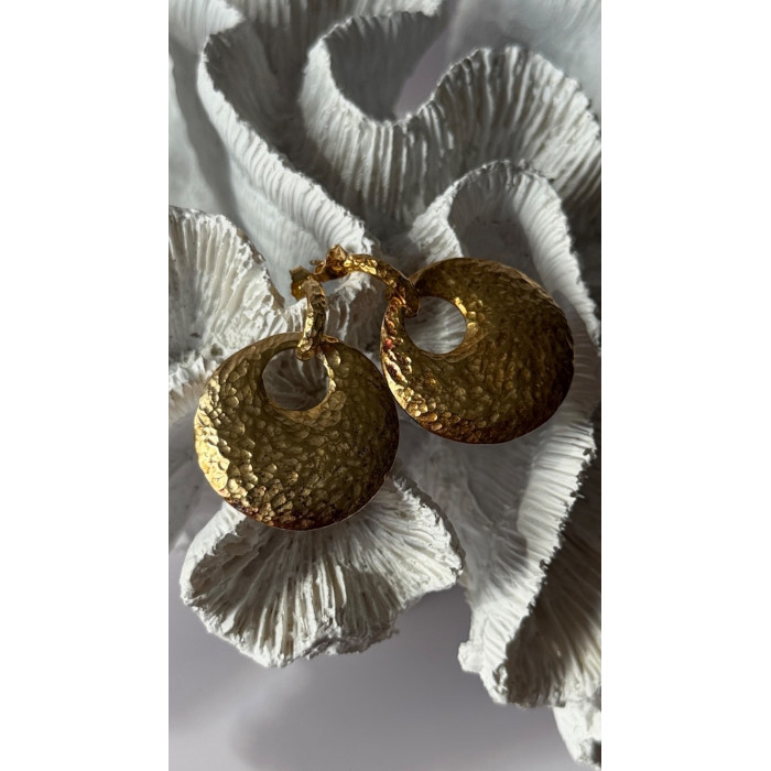 Italy 925 Sterling Silver Gold Plated Earrings Length 1.50 inch