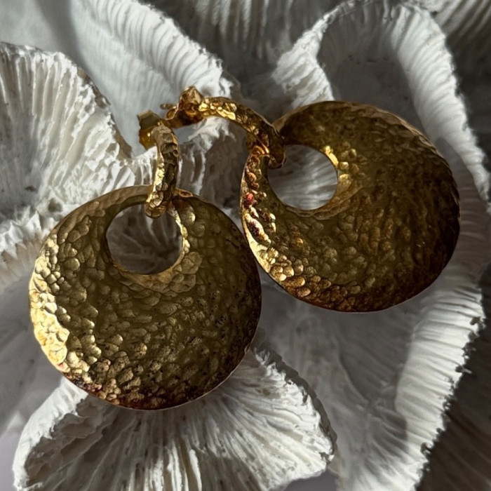 Italy 925 Sterling Silver Gold Plated Earrings Length 1.50 Inch