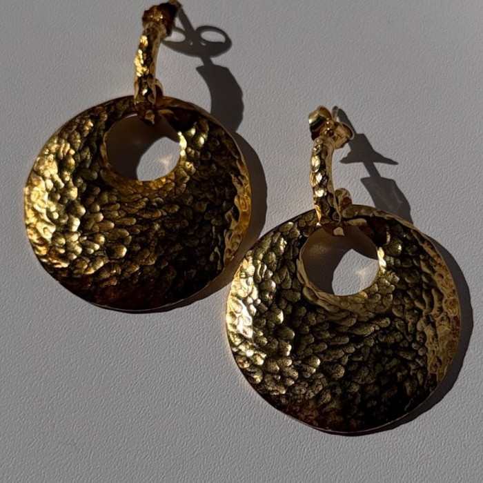 Italy 925 Sterling Silver Gold Plated Earrings Length 1.50 Inch