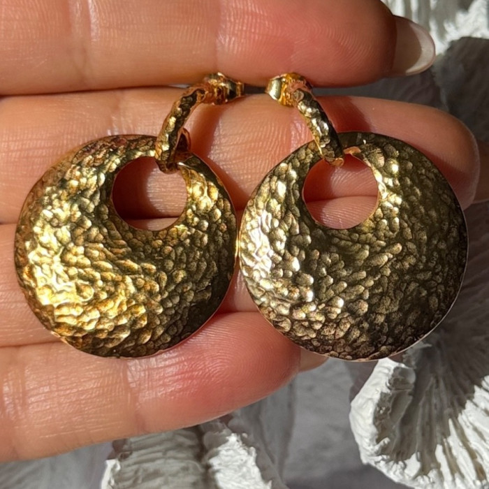 Italy 925 Sterling Silver Gold Plated Earrings Length 1.50 Inch