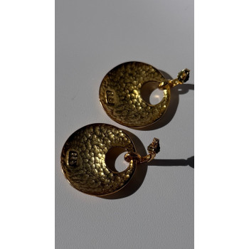 Italy 925 Sterling Silver Gold Plated Earrings Length 1.50 inch