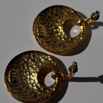 Italy 925 Sterling Silver Gold Plated Earrings Length 1.50 Inch