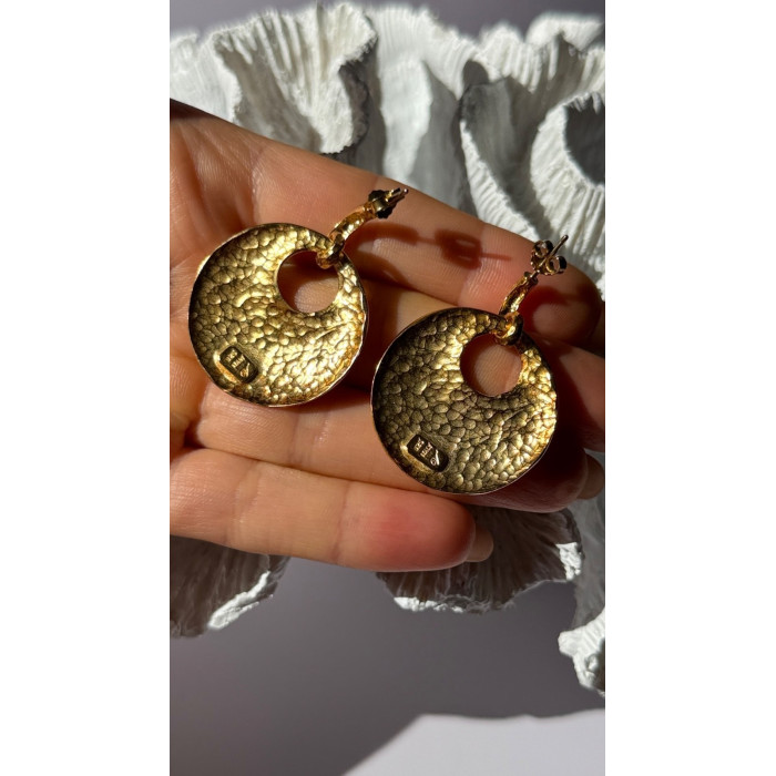 Italy 925 Sterling Silver Gold Plated Earrings Length 1.50 inch