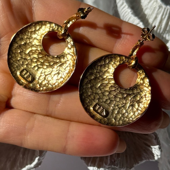 Italy 925 Sterling Silver Gold Plated Earrings Length 1.50 Inch