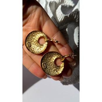 Italy 925 Sterling Silver Gold Plated Earrings Length 1.50 inch