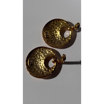 Italy 925 Sterling Silver Gold Plated Earrings Length 1.50 inch