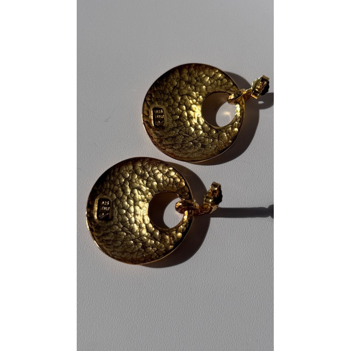 Italy 925 Sterling Silver Gold Plated Earrings Length 1.50 inch