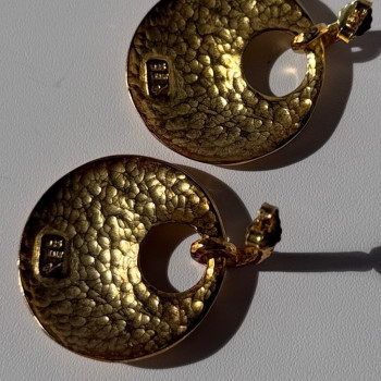Italy 925 Sterling Silver Gold Plated Earrings Length 1.50 Inch