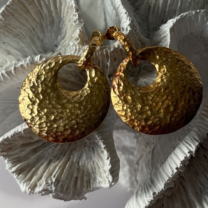 Italy 925 Sterling Silver Gold Plated Earrings Length 1.50 Inch