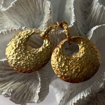 Italy 925 Sterling Silver Gold Plated Earrings Length 1.50 Inch