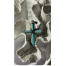 925 Sterling Silver Turquoise & Marcasite Pendant Cross