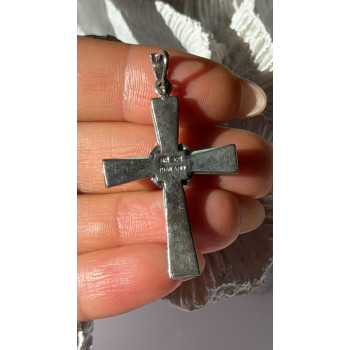 925 Sterling Silver Turquoise & Marcasite Pendant Cross