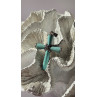 925 Sterling Silver Turquoise & Marcasite Pendant Cross