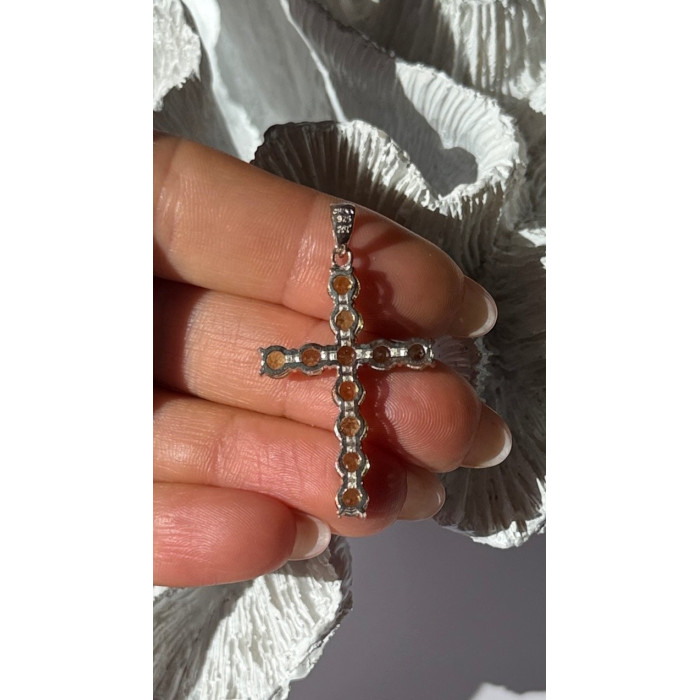 925 Sterling Silver Peridot Cross Pendant