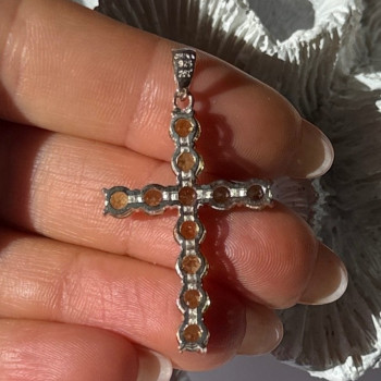 925 Sterling Silver Peridot Cross Pendant