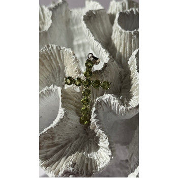 925 Sterling Silver Peridot Cross Pendant
