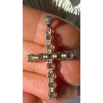925 Sterling Silver Peridot Cross Pendant