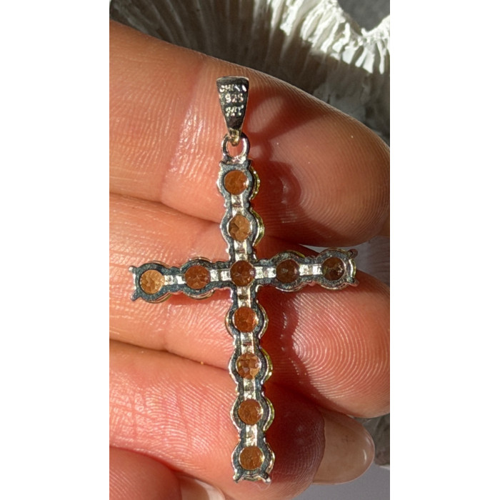925 Sterling Silver Peridot Cross Pendant