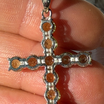 925 Sterling Silver Peridot Cross Pendant
